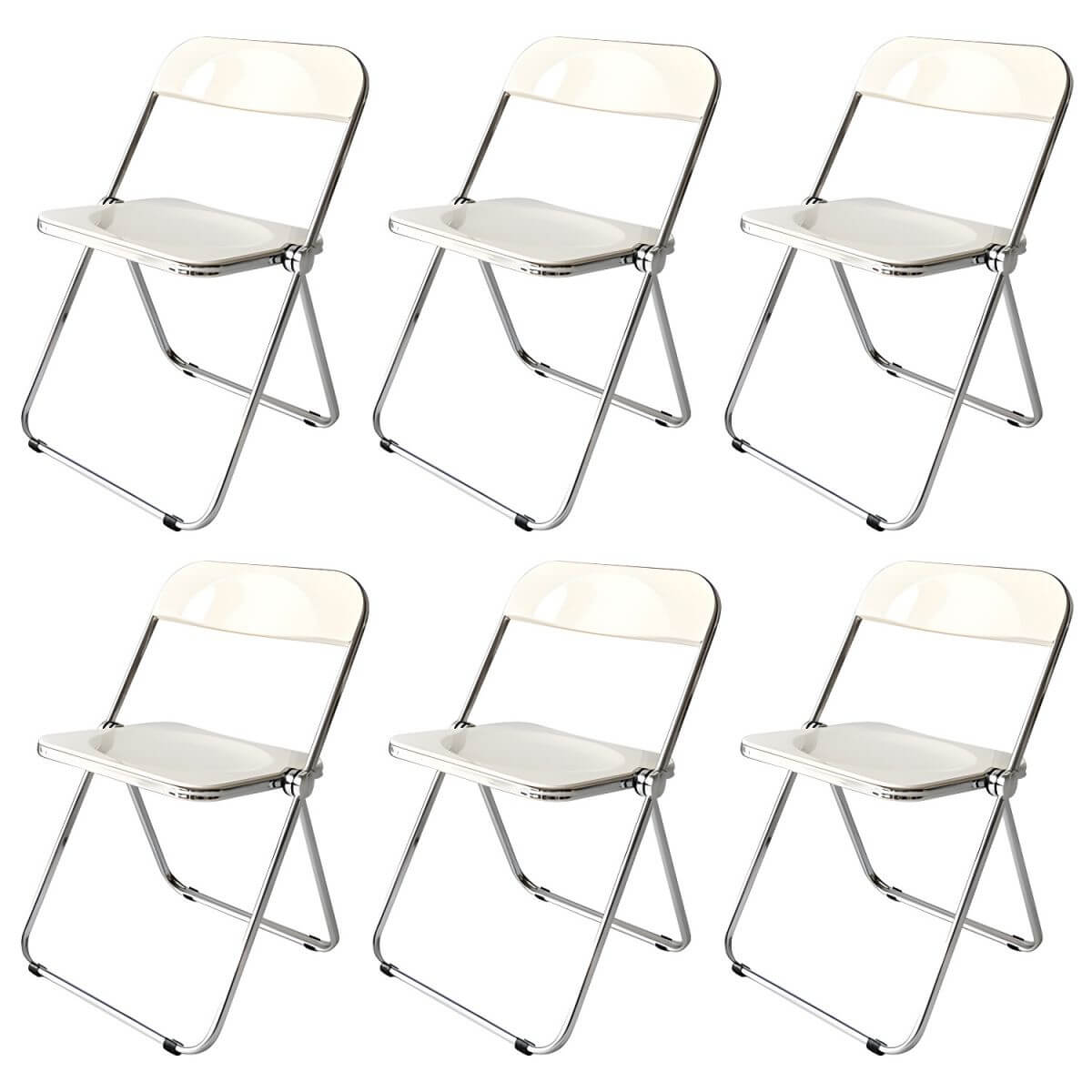Contemporary acrylic folding armless chair with open back, ideal for dining rooms