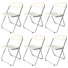 Contemporary Acrylic Open Back Folding Armless Chair for Dining Room Dining Chairs