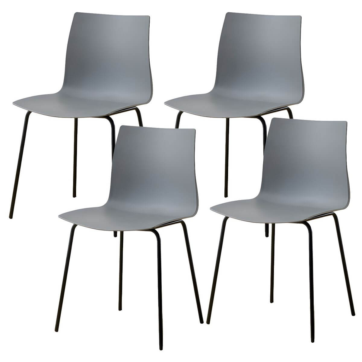 Modern plastic and acrylic side chair with metal legs, ideal for kitchen and dining rooms