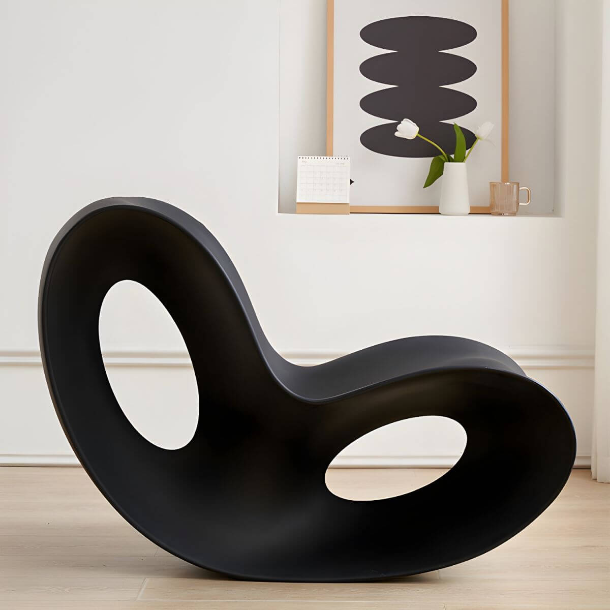 Acrylic contemporary indoor rocking chair without armrest in solid color