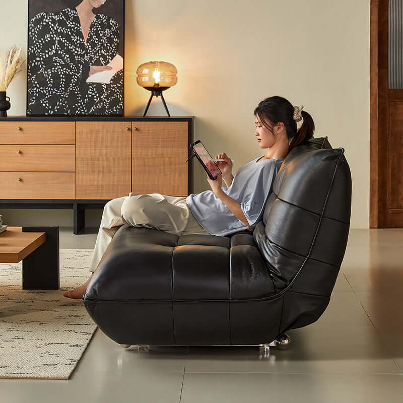 Togo style leather sleeper sofa bed without arms, perfect for compact living spaces