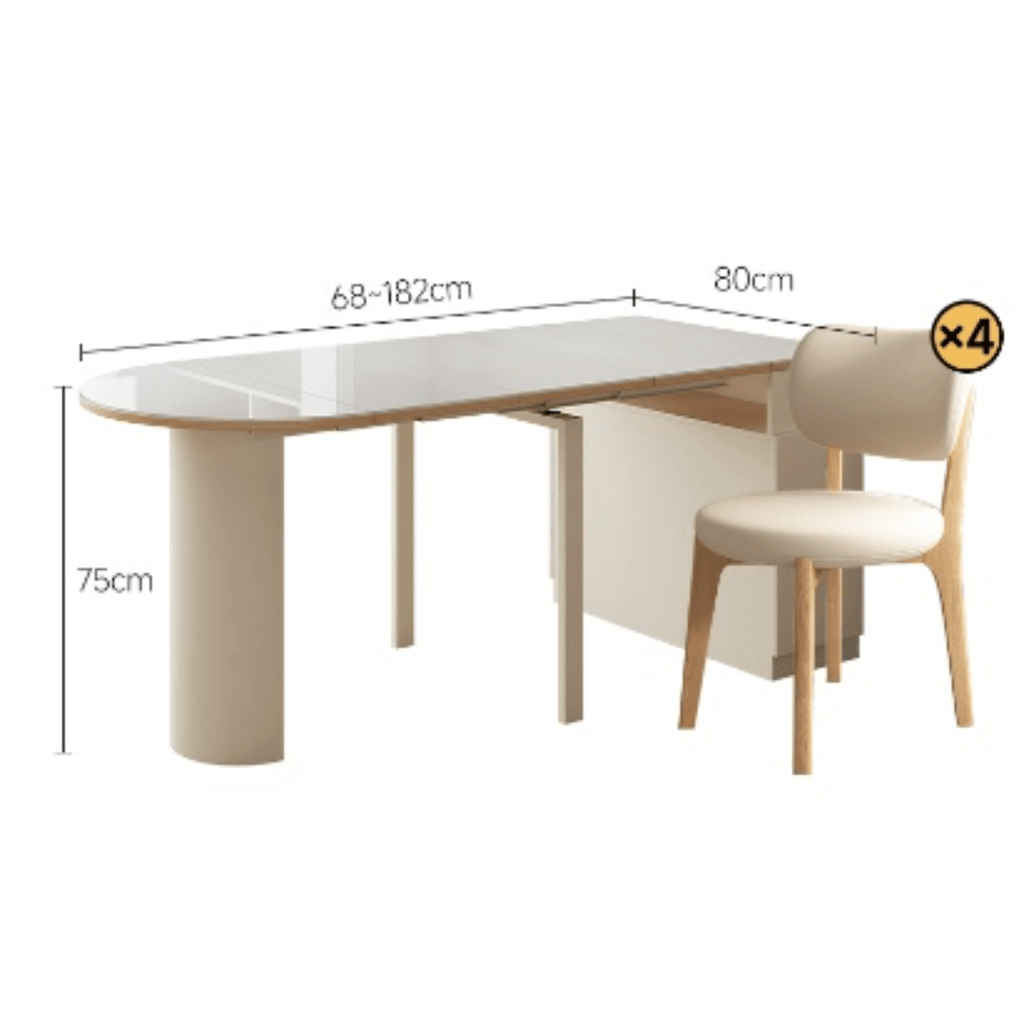 Expandable modern minimalist dining table and chair set perfect for small spaces