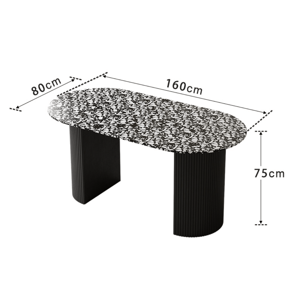 Modern black and white terrazzo dining table with sleek vintage design