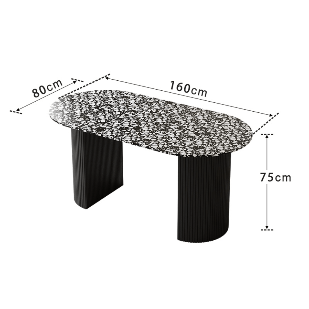 Modern black and white terrazzo dining table with sleek vintage design