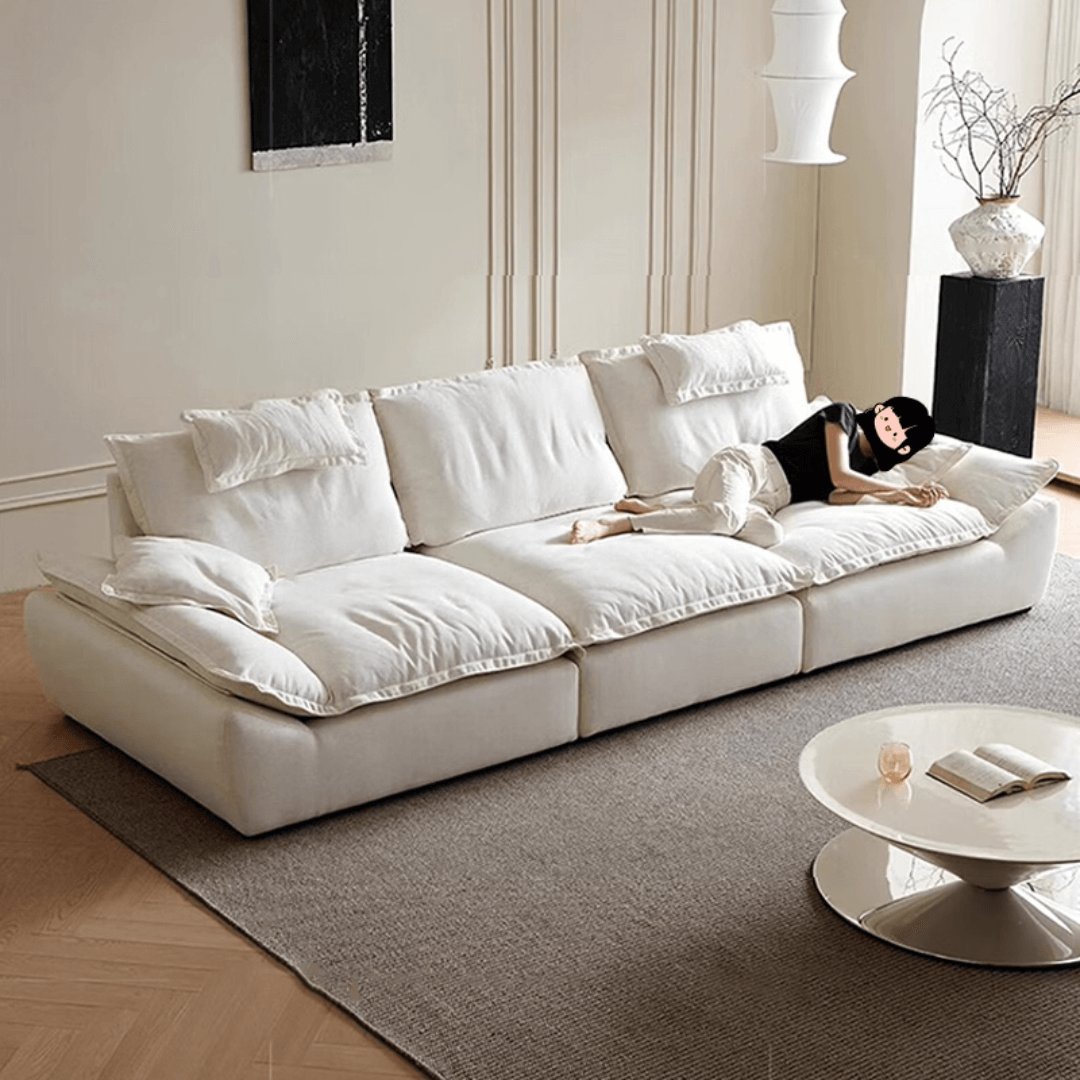 Luxus Modern Minimalistisches Segelboot Sofa - Ultra Breites Tiefes Wolkencreme Design Zweitbild