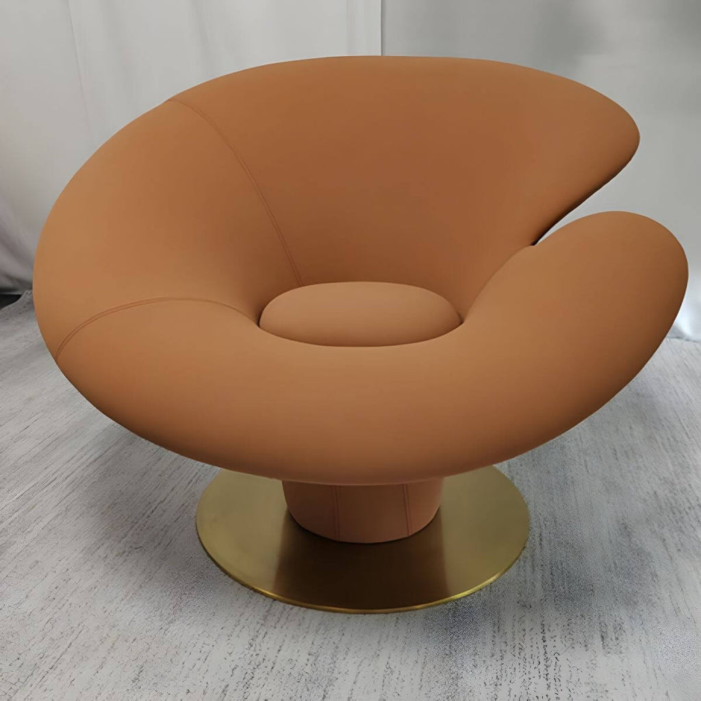 High-back modern papasan chair with linen blend upholstery and reclining feature