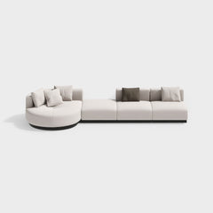 146.9'' LShaped Sectional Corner Modern Modular Sofa in Beige with Pillows & Black Legs