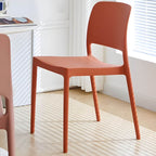 Scandinavian plastic and acrylic dining chair with low backrest and armless design