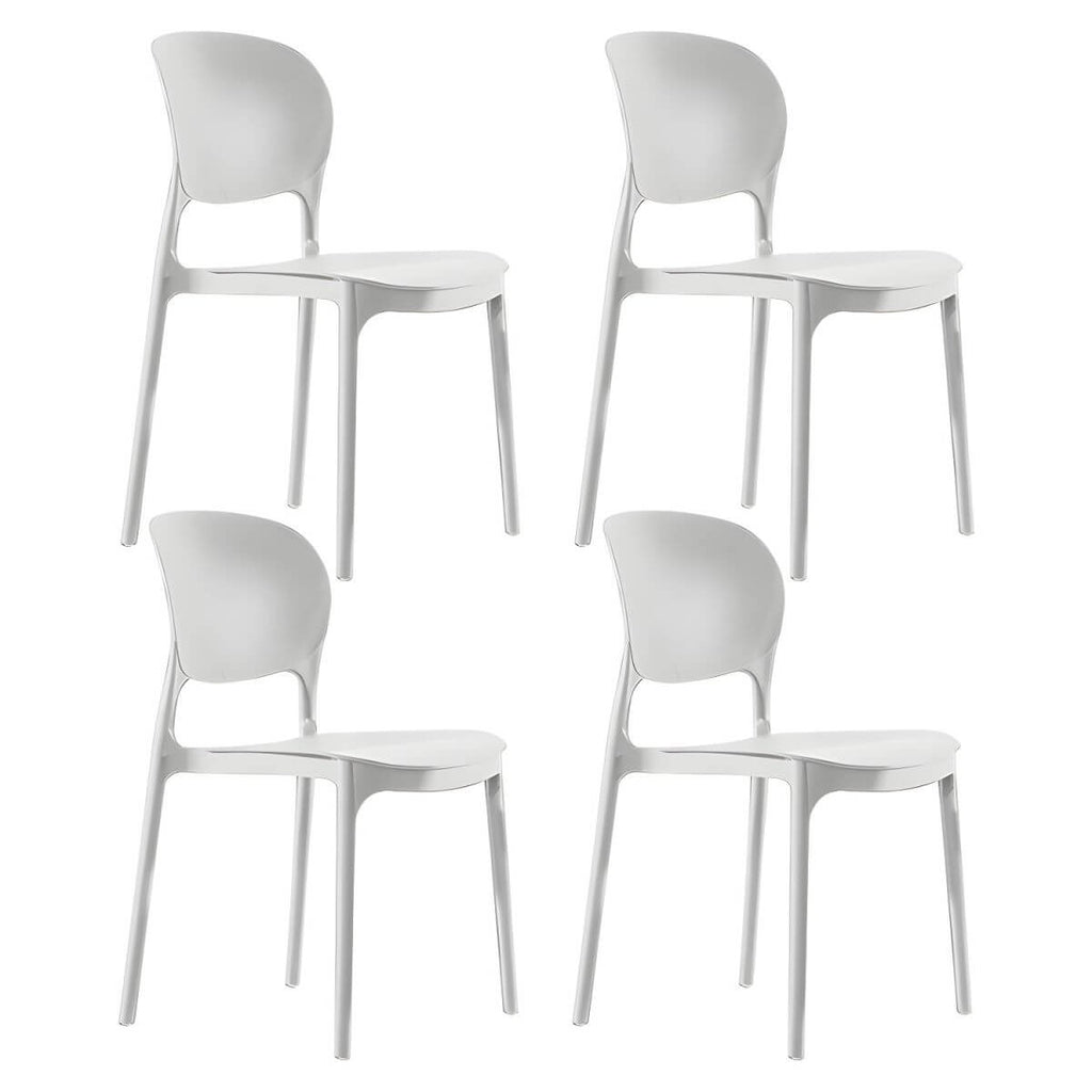 Stackable modern side chair with low back made of plastic and acrylic, perfect for contemporary dining