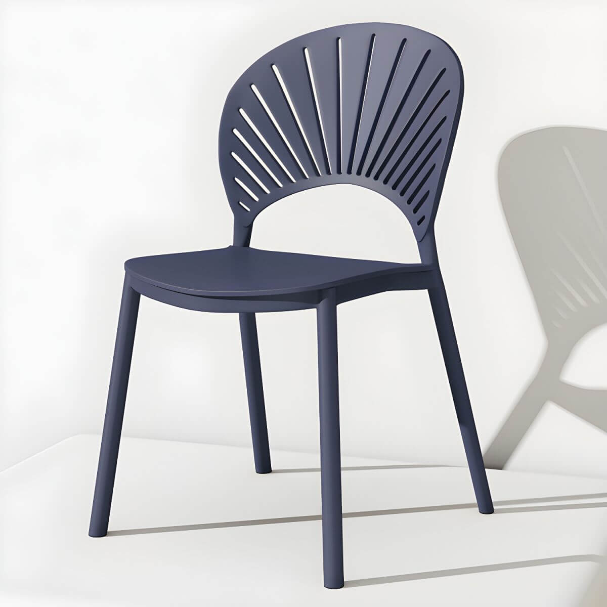 Scandinavian style plastic and acrylic side chair with low back for kitchen and dining