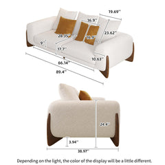89 Inches Modern 3 seater sofa with Solid Wood Legs