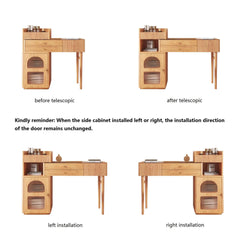 Wooden Makeup Dressing Table with Open Storage Space & Drawers & Cabinet