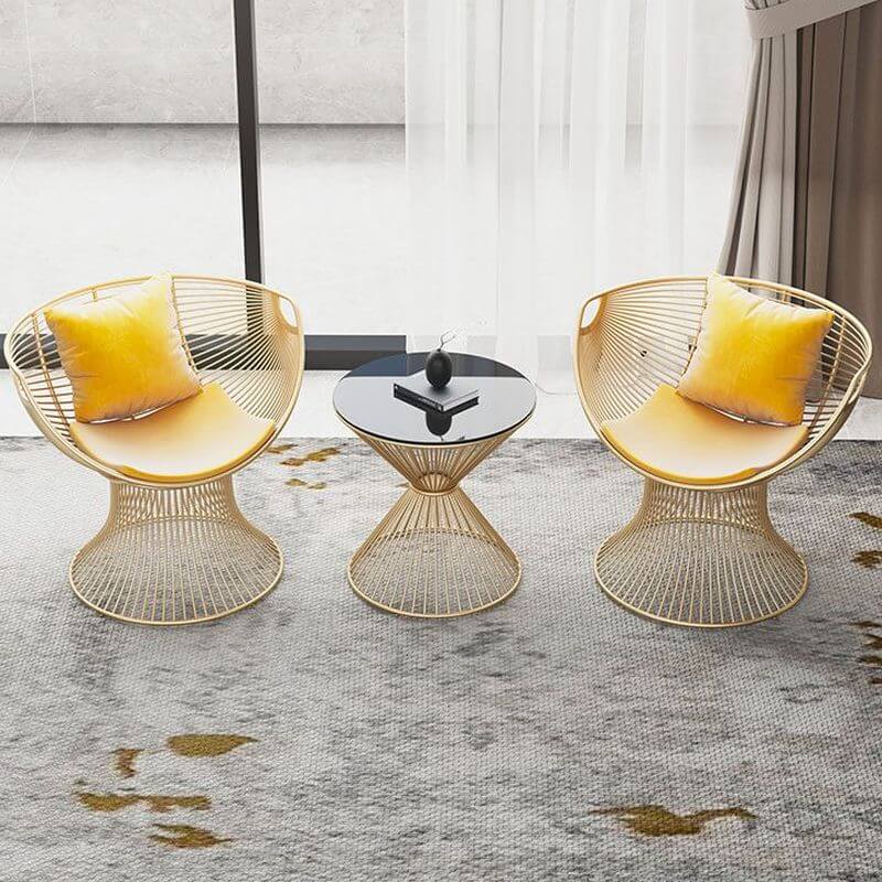 Solid color papasan chair with fixed back, armrest, and pillow for comfortable seating