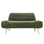 Small Scandinavian style sofa with wood frame and solid color polyester upholstery