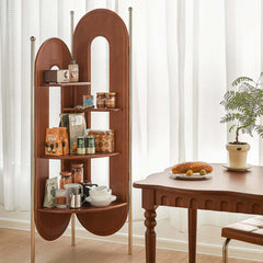 Solid Wood Corner Cabinet Retro Style Triangle Bookshelf