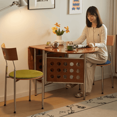 Elegant Retro-Style Dining Table with Smooth Edges - Ideal for Family Meals and Work