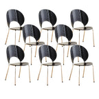 Stackable Scandinavian style dining chair with plastic seat, acrylic back, and silver legs