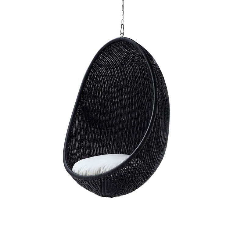 Upholstered tropical cocoa porch swing with heat-resistant plastic stand and chain