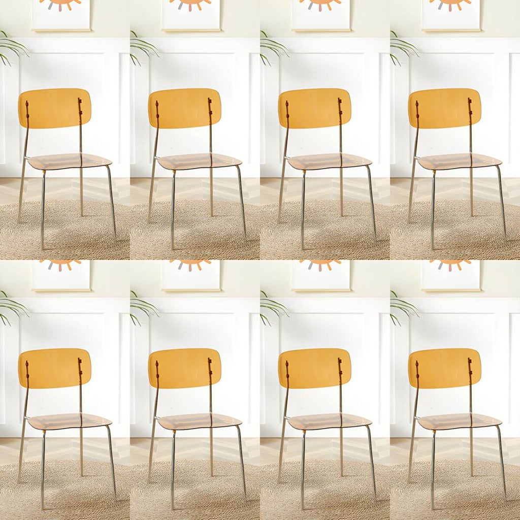 Transparent acrylic dining chair with modern design, perfect for living room and kitchen seating