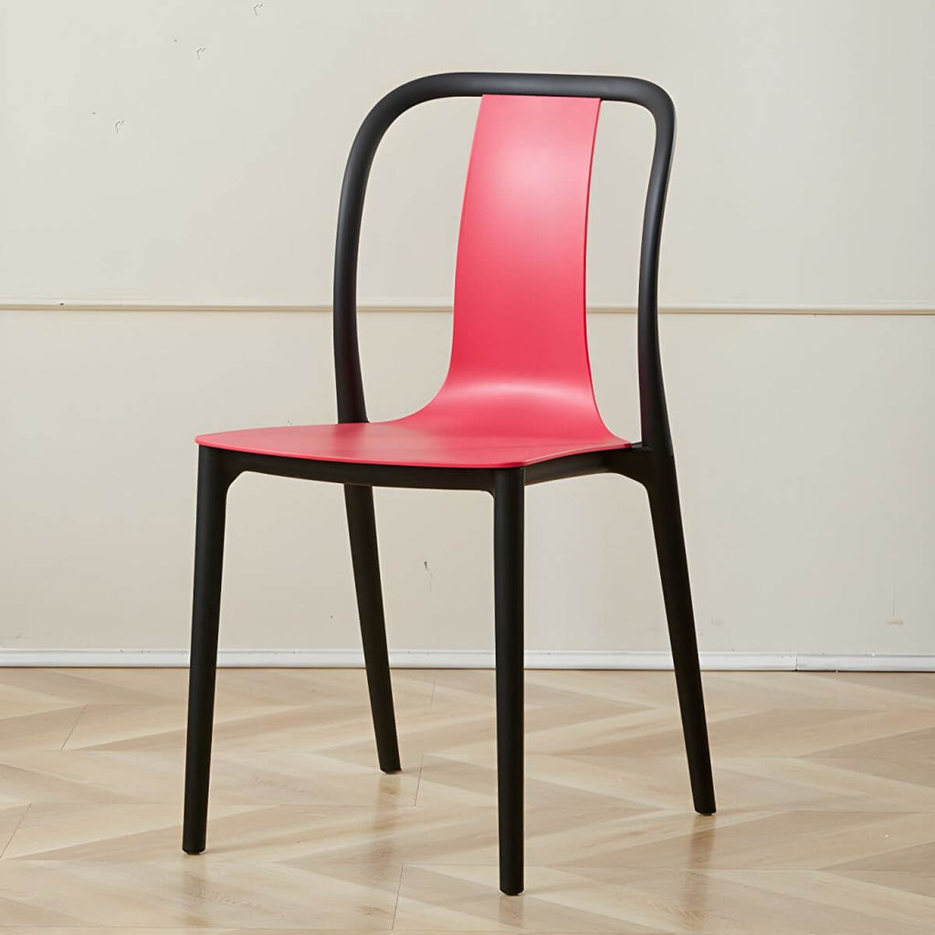 Low-back plastic and acrylic side chair with modern style for kitchen and dining areas