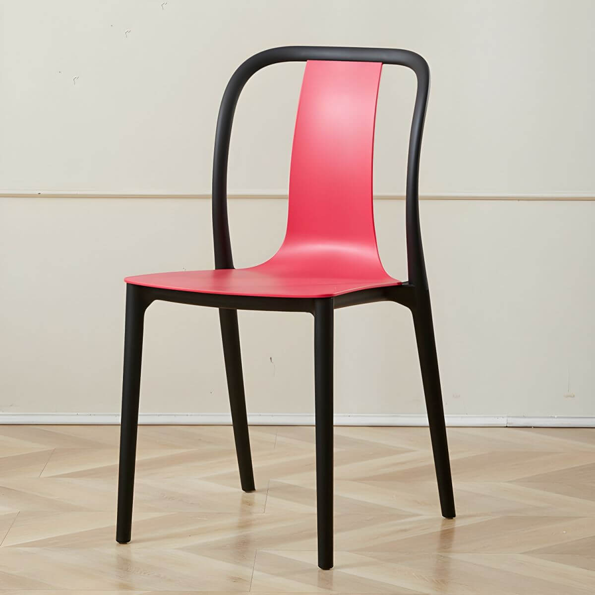 Low-back plastic and acrylic side chair with modern style for kitchen and dining areas