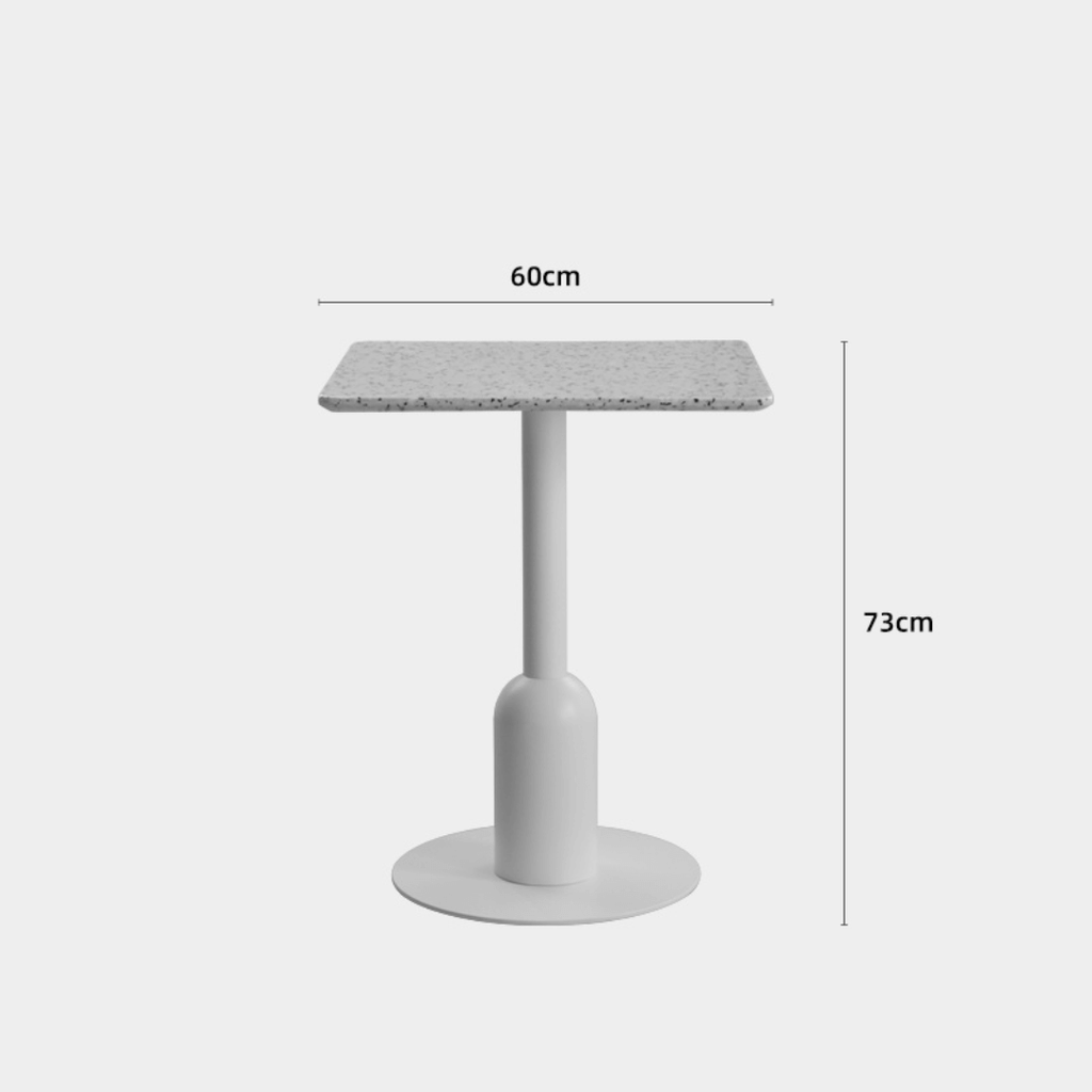 Round terrazzo table ideal for dining or office use with versatile design