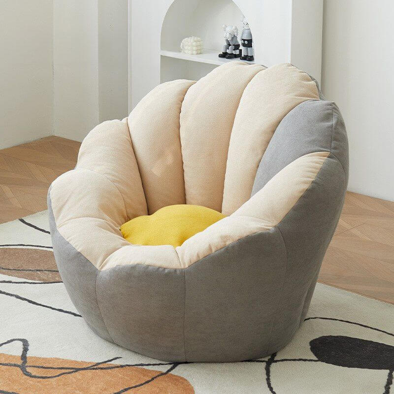 Lemon color cotton blend Papasan chair with slipcover and sewn pillow back accent