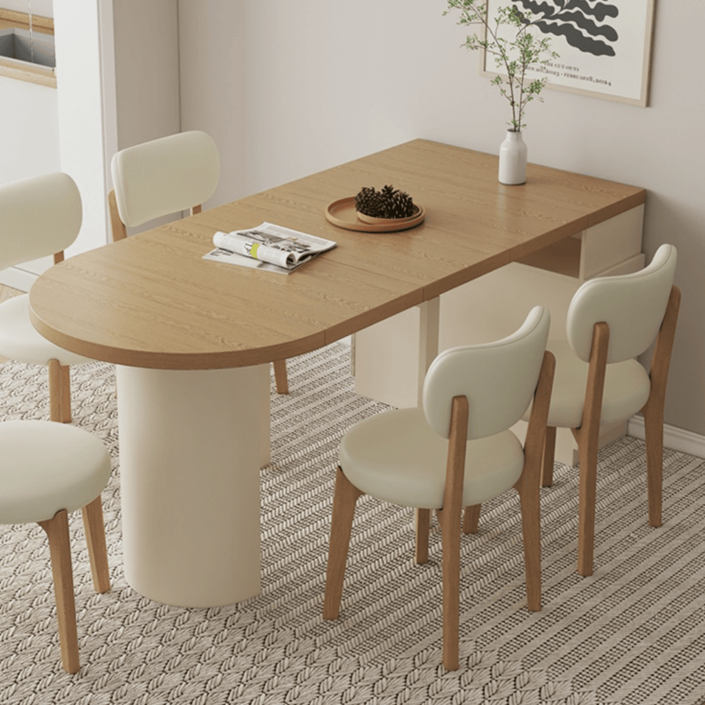 Expandable modern minimalist dining table and chair set perfect for small spaces main product image