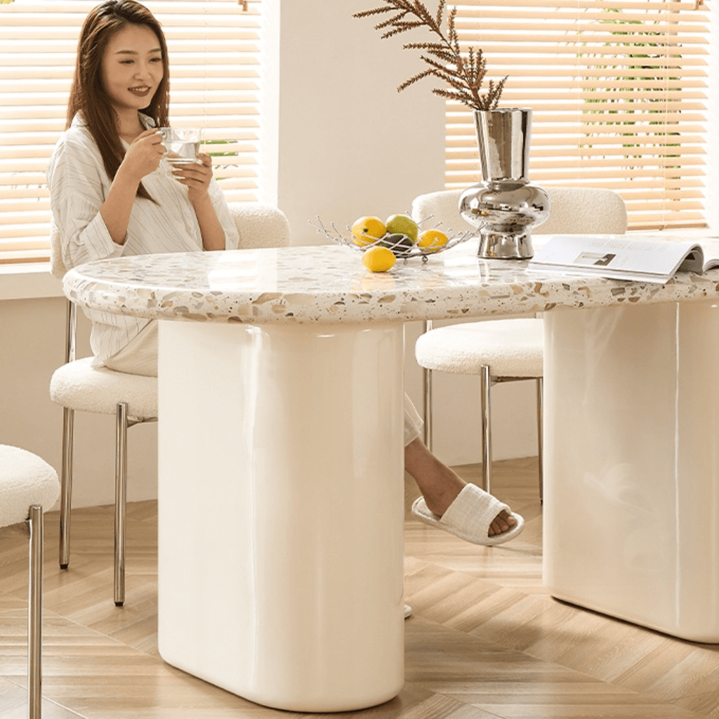 Terrazzo dining table combining premium quality with safety and stylish design
