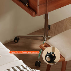 Vintage Style Solid Wood Movable Small Vanity Table with Flip-Top Mirror