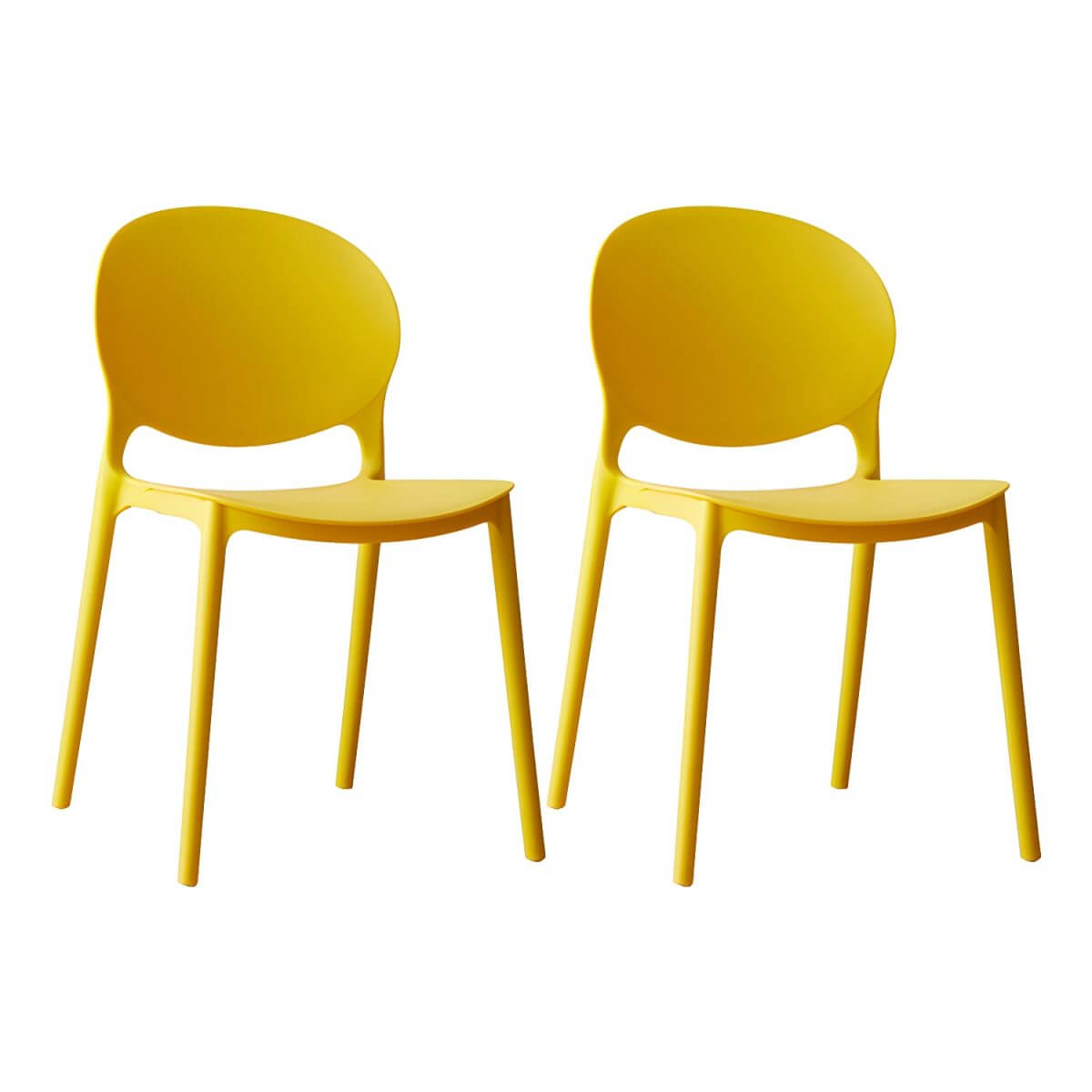 Scandinavian plastic dining chair with open back and four legs, ideal for home use