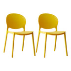 Scandinavian plastic dining chair with open back and four legs, ideal for home use