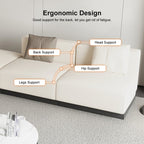 Beige modern L-shaped sectional sofa with pillows and black legs, perfect for corner seating