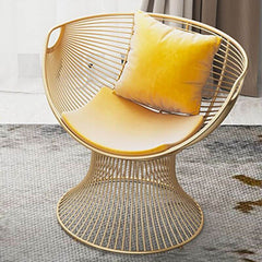 Glamorous Solid Color Papasan Chair with Fixed Back, Armrest, and Pillow Accent Chairs