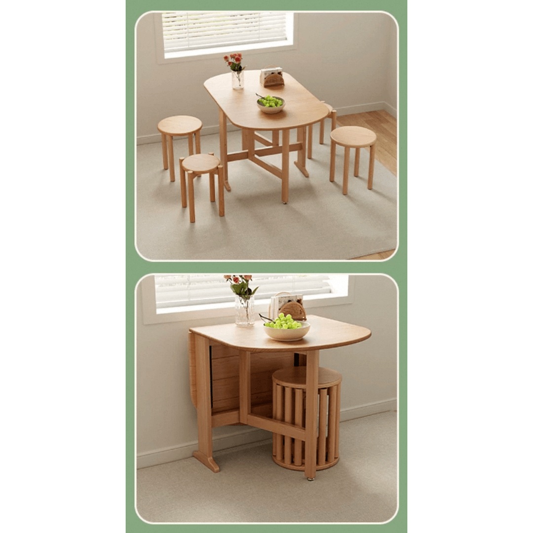 Wooden round folding table ideal for versatile home use and easy storage