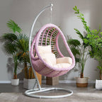 Waterproof tropical porch swing with alloy stand, pads, and chain for outdoor comfort