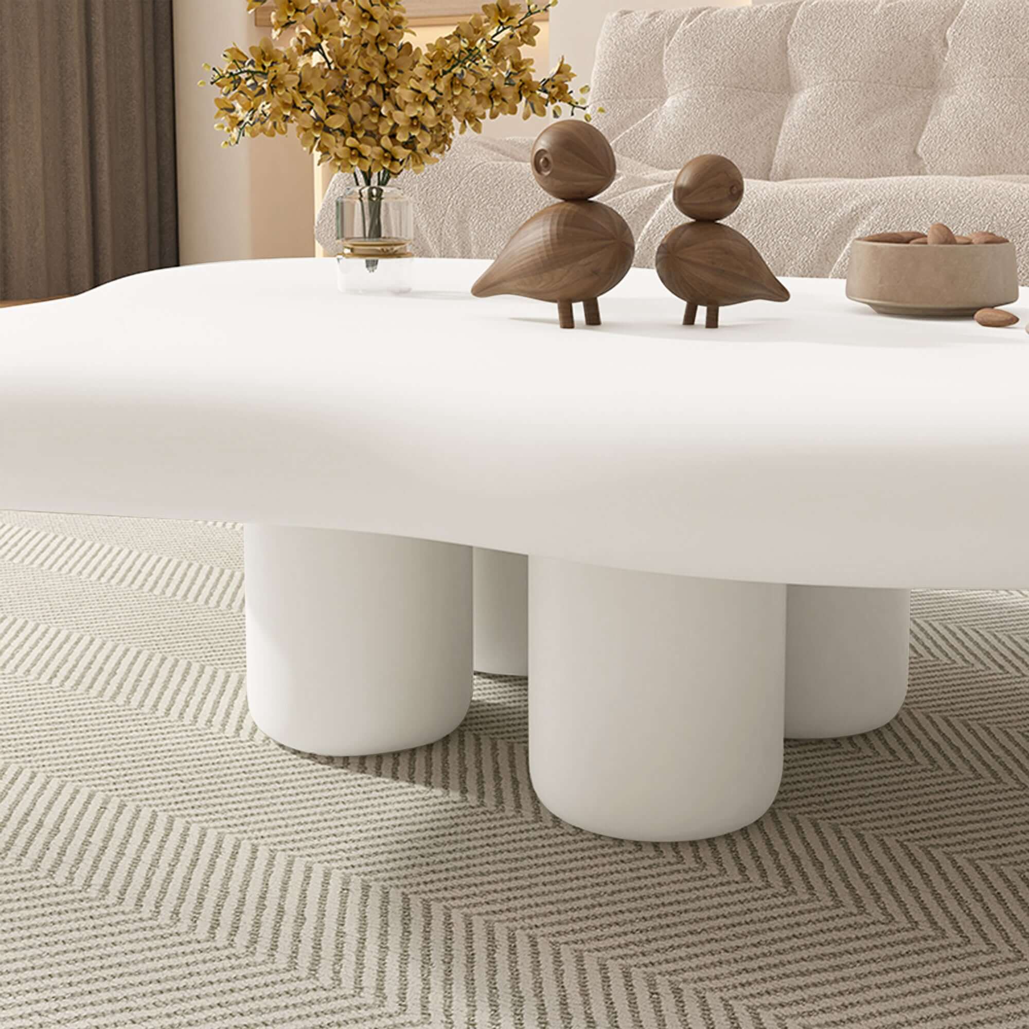 Beige modern coffee table with creative cloud design, perfect for stylish living rooms