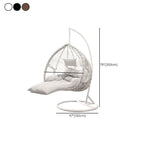 Metal upholstered porch swing egg chair with stand and chain, seating for two in cocoa and cream colors