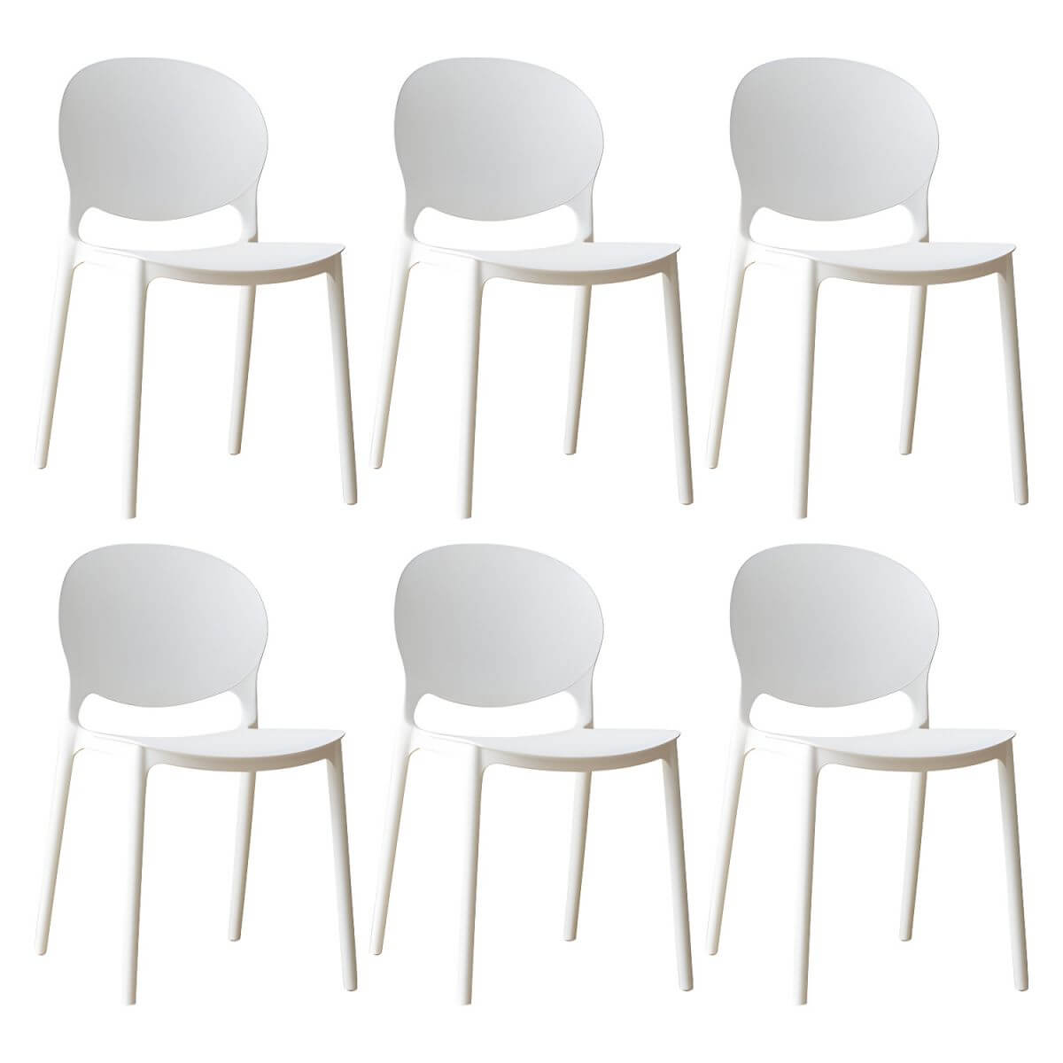 Scandinavian plastic dining chair with open back and four legs, ideal for home use