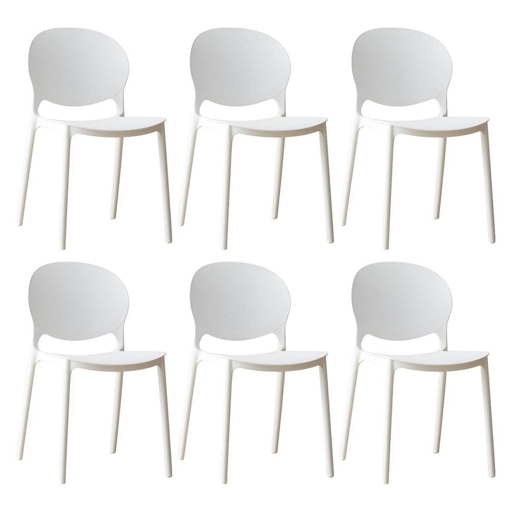 Scandinavian plastic dining chair with open back and four legs, ideal for home use