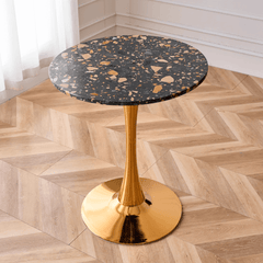 Chic Modern Marble Table – Sturdy Metal Base and Timeless Aesthetic for Any Space