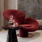 High-back modern papasan chair with linen blend upholstery and reclining feature