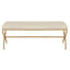 Backless Solid-Color Cotton Bench in Beige with Minimalist Gold-Finished Legs