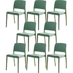 Scandinavian plastic and acrylic dining chair with low backrest and armless design