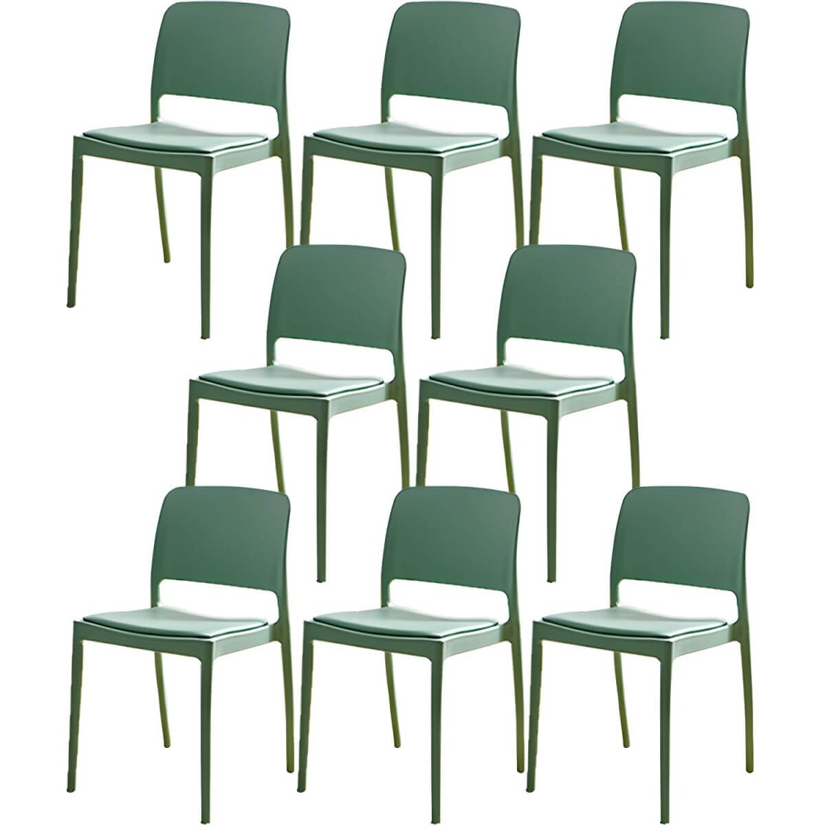 Scandinavian plastic and acrylic dining chair with low backrest and armless design