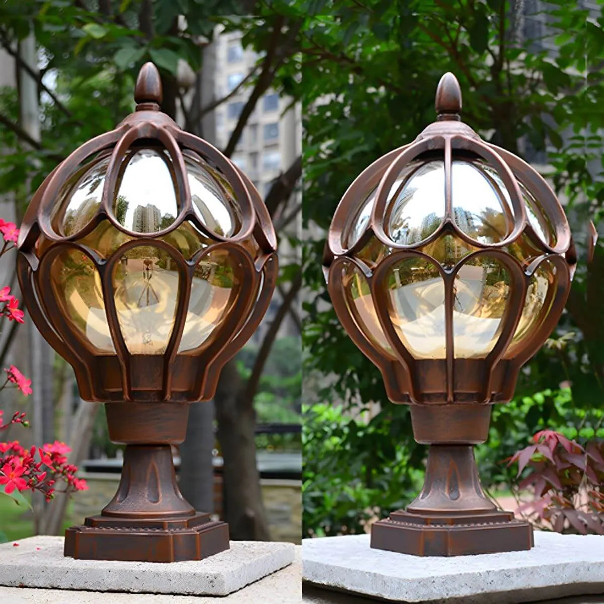 Ball Cage Metal Outdoor Table Lamp – Vintage Bronze Finish