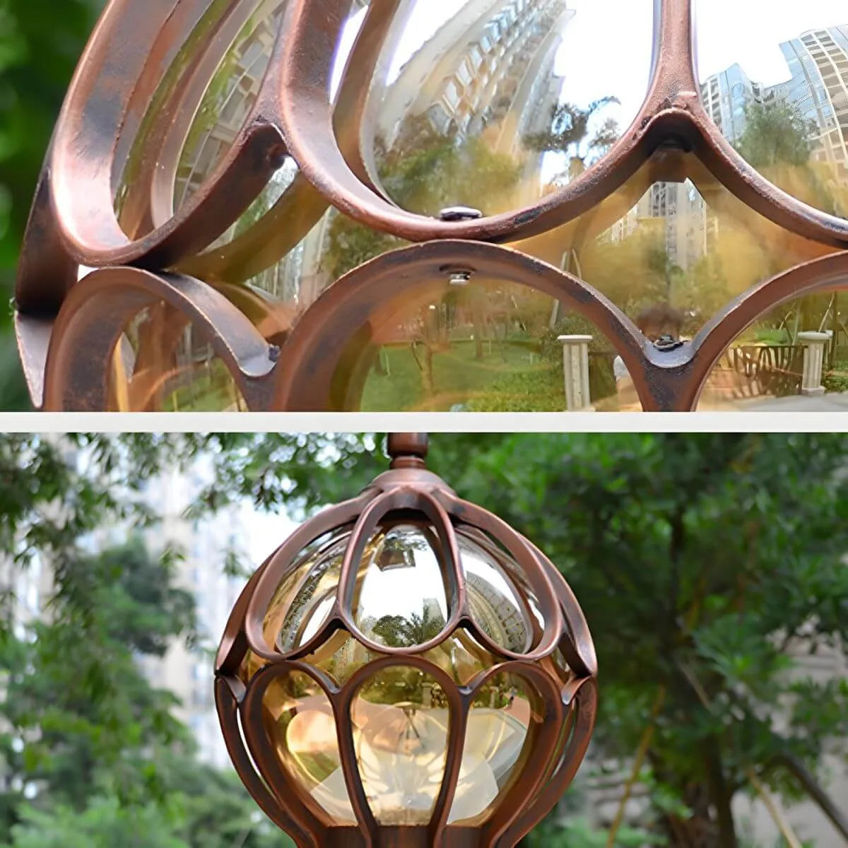 Ball Cage Metal Outdoor Table Lamp – Vintage Bronze Finish