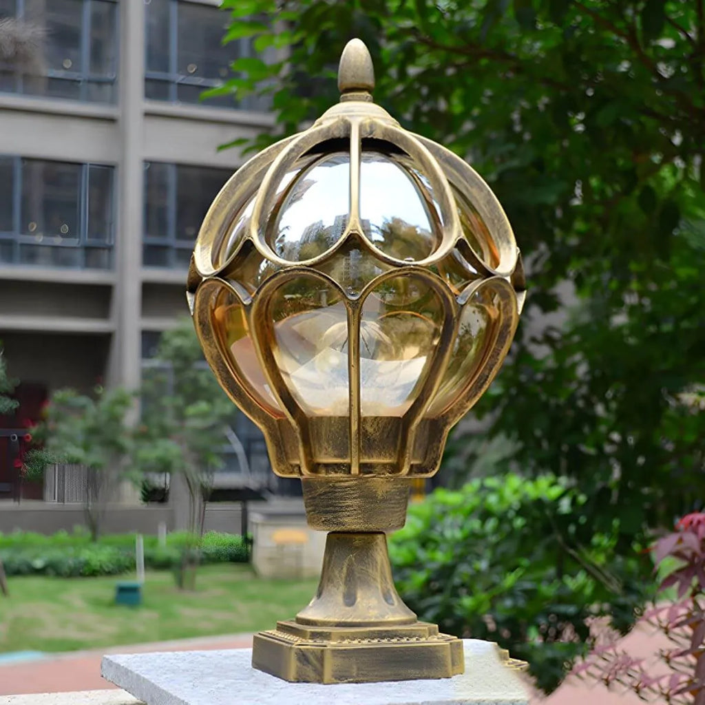 Ball Cage Metal Outdoor Table Lamp – Vintage Bronze Finish