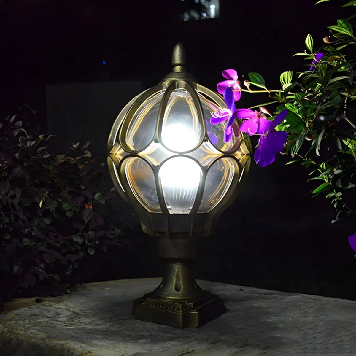 Ball Cage Metal Outdoor Table Lamp – Vintage Bronze Finish