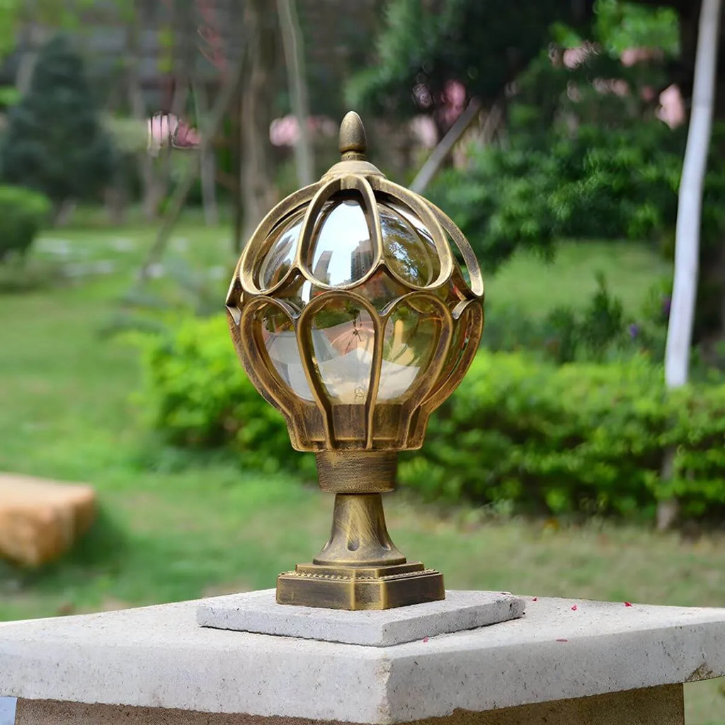 Ball Cage Metal Outdoor Table Lamp – Vintage Bronze Finish